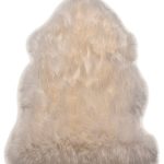 Covor pufos alb din blană de oaie lucrat manual modern model uni Sheepskin White 70 mm White SHEE060090WHIT