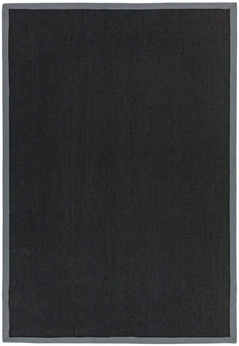 Covor negru gri din sisal bumbac modern outdoor model uni Sisal Black Grey 4 mm 160x230 cm SISA160230GREY - imagine 2