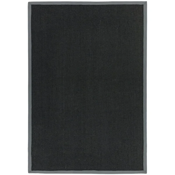 Covor negru gri din sisal bumbac modern outdoor model uni Sisal Black Grey 4 mm 068x240 cm SISA068240GREY