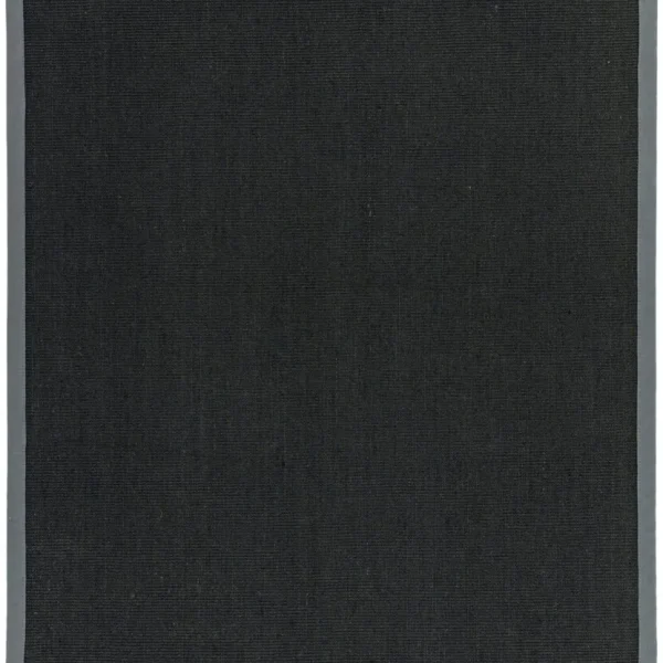 Covor negru gri din sisal bumbac modern outdoor model uni Sisal Black Grey 4 mm 068x240 cm SISA068240GREY
