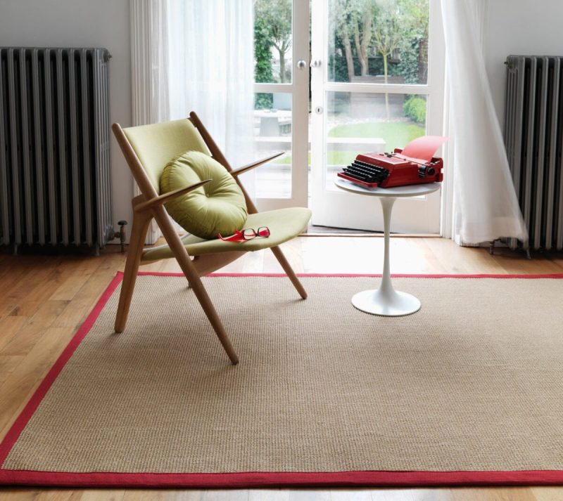 Covor rosu din sisal bumbac modern outdoor model uni Sisal Linen Red 4 mm 068x300 cm SISA068300REDD - imagine 3