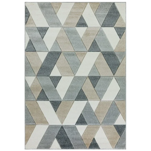 Covor pufos gri modern model geometric Sketch Rhombus Grey 13 mm 160x230 cm SKET1602300001