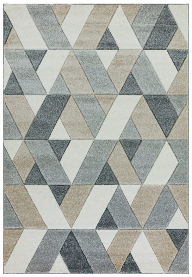 Covor pufos gri modern model geometric Sketch Rhombus Grey 13 mm 160x230 cm SKET1602300001 - imagine 2