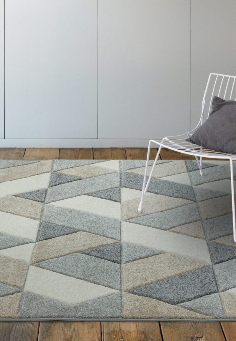 Covor pufos gri modern model geometric Sketch Rhombus Grey 13 mm 160x230 cm SKET1602300001 - imagine 3