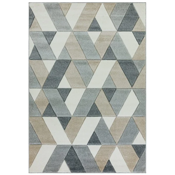 Covor pufos gri modern model geometric Sketch Rhombus Grey 13 mm 120x170 cm SKET1201700001