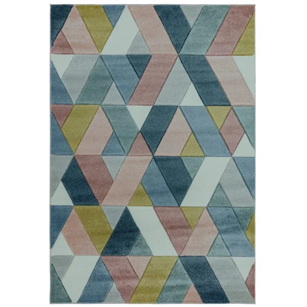 Covor pufos multicolor modern model geometric Sketch Rhombus Multi 13 mm 120x170 cm SKET1201700002
