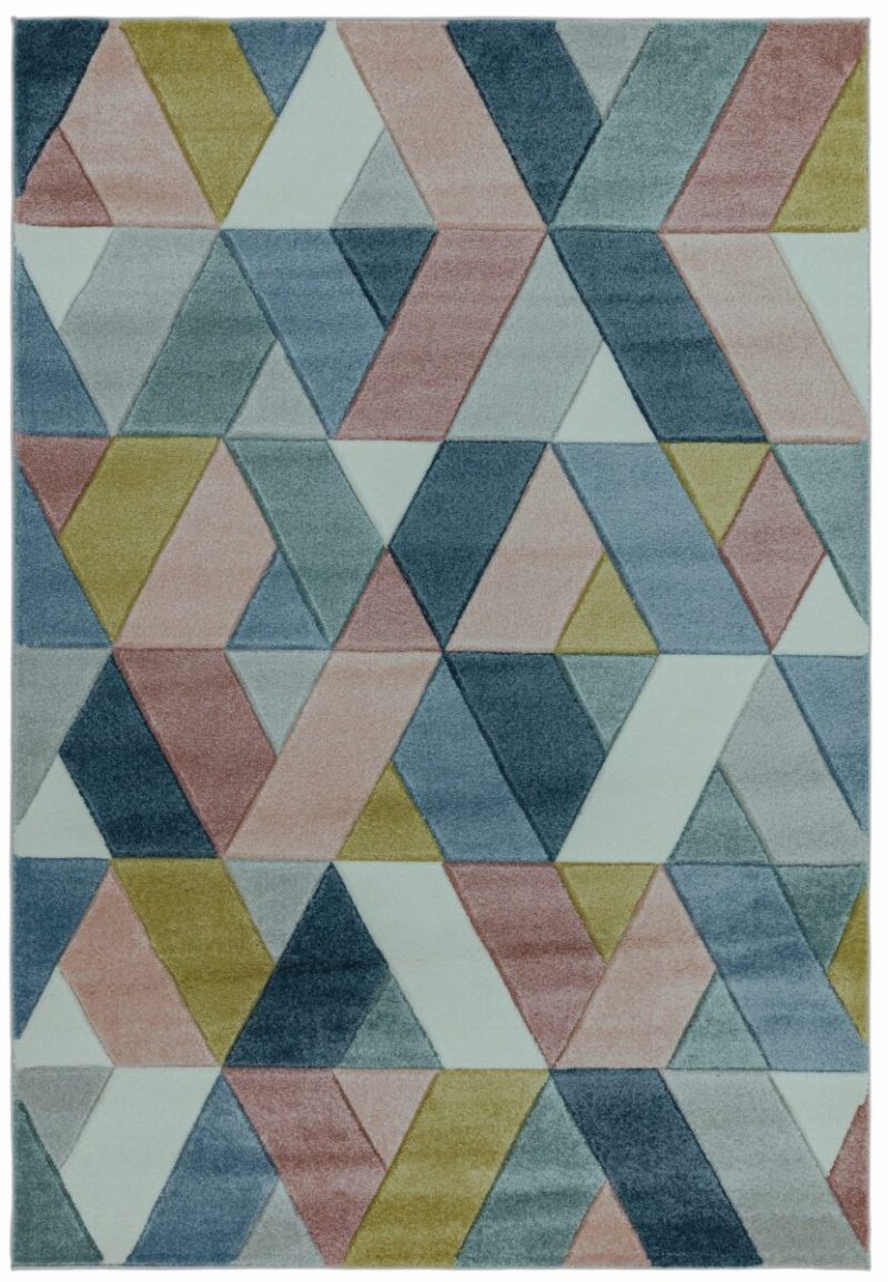 Covor pufos multicolor modern model geometric Sketch Rhombus Multi 13 mm 200x290 cm SKET2002900002 - imagine 2