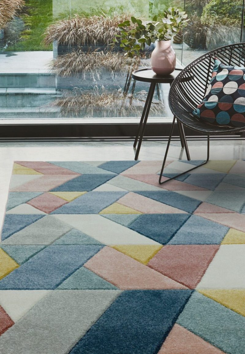 Covor pufos multicolor modern model geometric Sketch Rhombus Multi 13 mm 200x290 cm SKET2002900002 - imagine 3