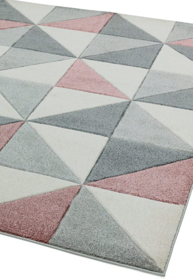 Covor pufos roz, modern, geometric, Sketch Cubic Pink, polipropilena, 13 mm, 160x230 cm - imagine 4