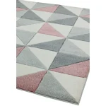 Covor pufos roz modern model geometric Sketch Cubic Pink 13 mm 200x290 cm SKET2002900005