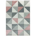 Covor pufos roz, modern, geometric, Sketch Cubic Pink, polipropilena, 13 mm, 160×230 cm