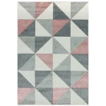 Covor pufos roz modern model geometric Sketch Cubic Pink 13 mm 80×150 cm SKET0801500005