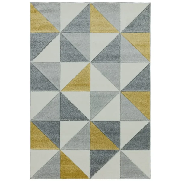 Covor pufos ocru modern model geometric Sketch Cubic Ochre 13 mm 200x290 cm SKET2002900006