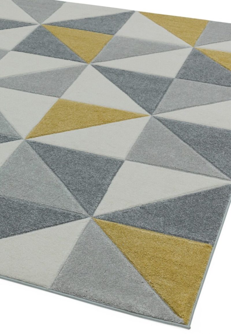 Covor pufos ocru modern model geometric Sketch Cubic Ochre 13 mm 200x290 cm SKET2002900006 - imagine 4