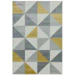 Covor pufos ocru modern model geometric Sketch Cubic Ochre 13 mm 120×170 cm SKET1201700006