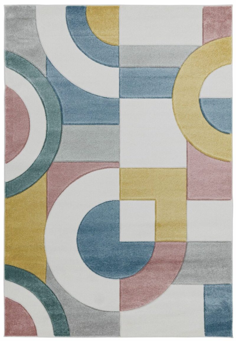 Covor pufos multicolor modern model geometric Sketch Retro Multi 13 mm 160x230 cm SKET1602300008 - imagine 2