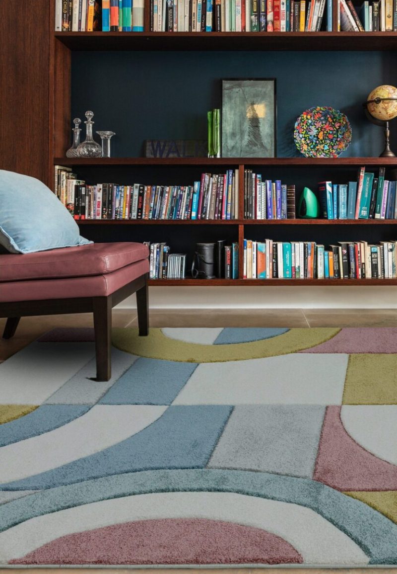 Covor pufos multicolor modern model geometric Sketch Retro Multi 13 mm 160x230 cm SKET1602300008 - imagine 3