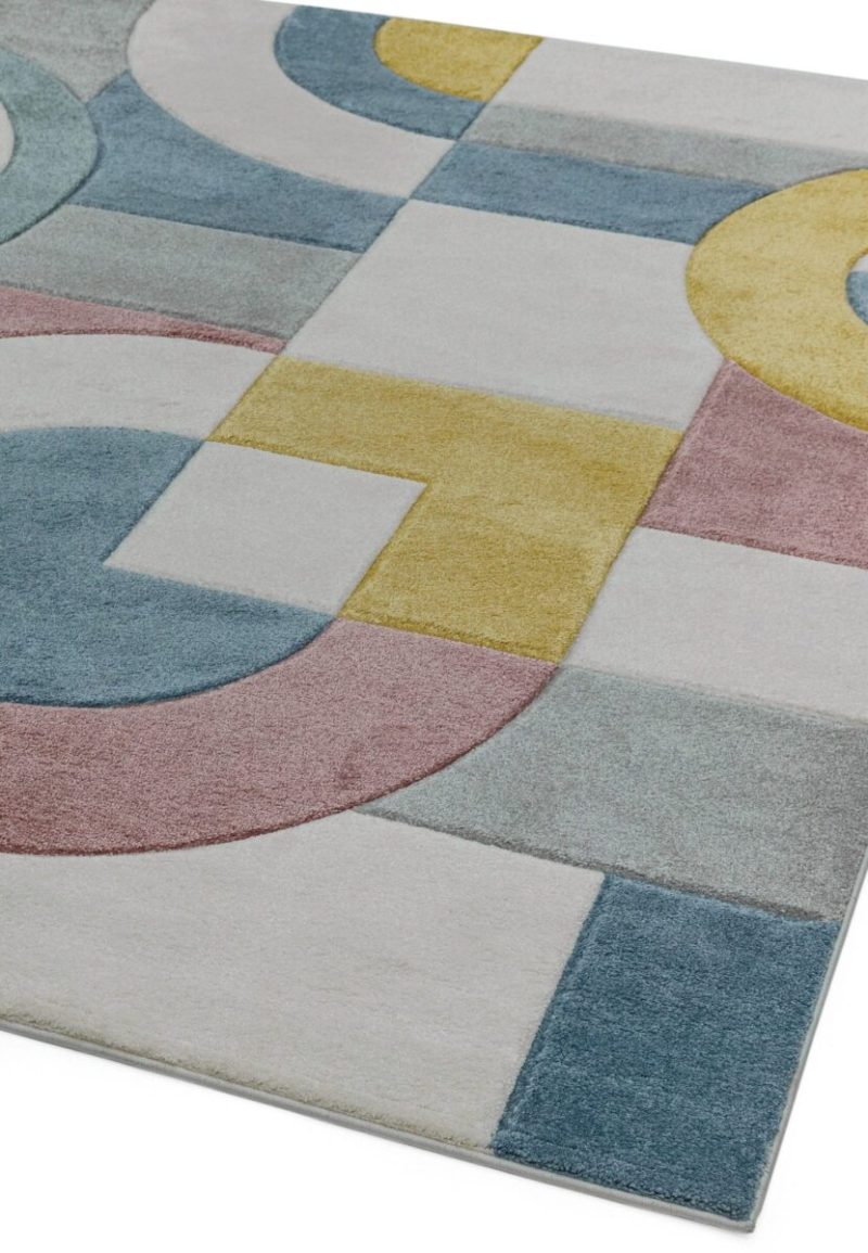 Covor pufos multicolor modern model geometric Sketch Retro Multi 13 mm 160x230 cm SKET1602300008 - imagine 4