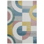 Covor pufos multicolor modern model geometric Sketch Retro Multi 13 mm 80×150 cm SKET0801500008