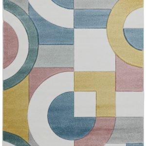 Covor pufos multicolor modern model geometric Sketch Retro Multi 13 mm 80x150 cm SKET0801500008