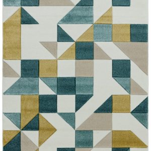 Covor pufos verde modern model geometric Sketch Shapes Green 13 mm 120x170 cm SKET1201700003