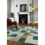 Covor pufos verde modern model geometric Sketch Shapes Green 13 mm 160x230 cm SKET1602300003