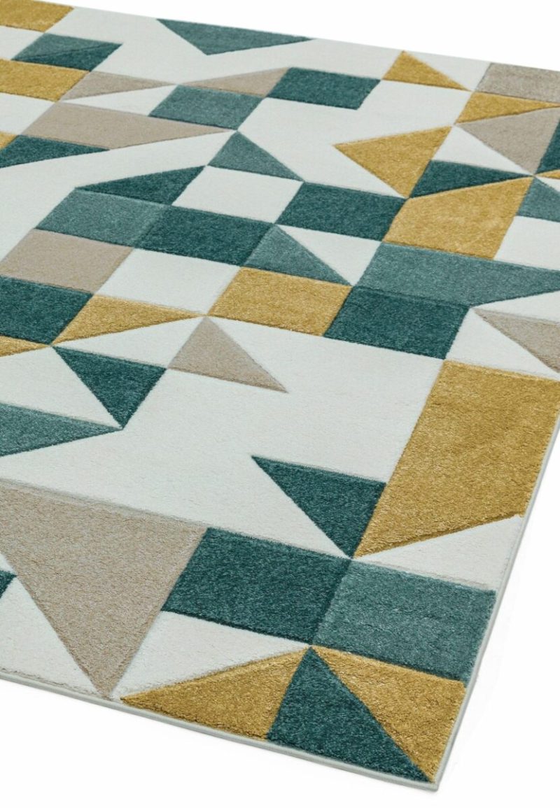 Covor pufos verde modern model geometric Sketch Shapes Green 13 mm 80x150 cm SKET0801500003 - imagine 4