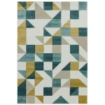 Covor pufos verde modern model geometric Sketch Shapes Green 13 mm 120×170 cm SKET1201700003