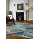 Covor pufos multicolor modern model geometric Sketch Diamond Multi 13 mm 80x150 cm SKET0801500004