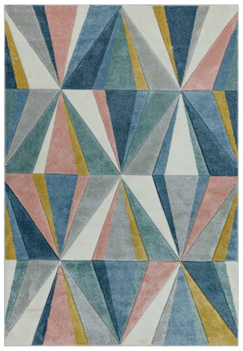 Covor pufos multicolor modern model geometric Sketch Diamond Multi 13 mm 200x290 cm SKET2002900004