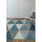Covor pufos albastru modern model geometric Sketch Kite Blue 13 mm 160x230 cm SKET1602300007