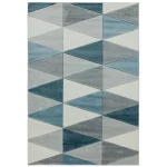 Covor pufos albastru modern model geometric Sketch Kite Blue 13 mm 120×170 cm SKET1201700007