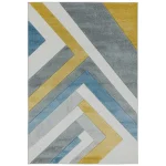 Covor pufos gri multicolor modern model geometric Sketch Linear Grey Multi 13 mm 200×290 cm SKET2002900009
