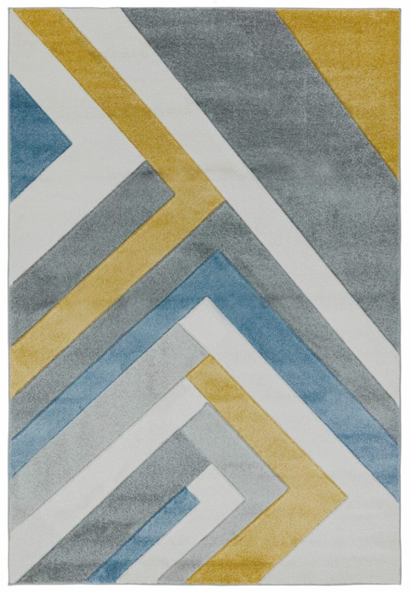 Covor pufos gri multicolor modern model geometric Sketch Linear Grey Multi 13 mm 120x170 cm SKET1201700009 - imagine 2