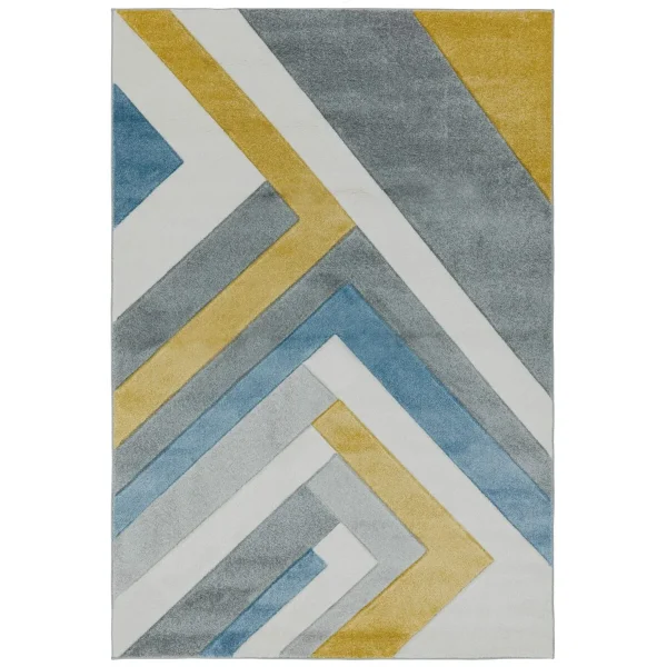 Covor pufos gri multicolor modern model geometric Sketch Linear Grey Multi 13 mm 80x150 cm SKET0801500009