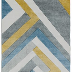 Covor pufos gri multicolor modern model geometric Sketch Linear Grey Multi 13 mm 80x150 cm SKET0801500009