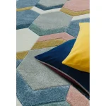 Covor pufos multicolor modern model geometric Sketch Hexagon Multi 13 mm 160x230 cm SKET1602300010