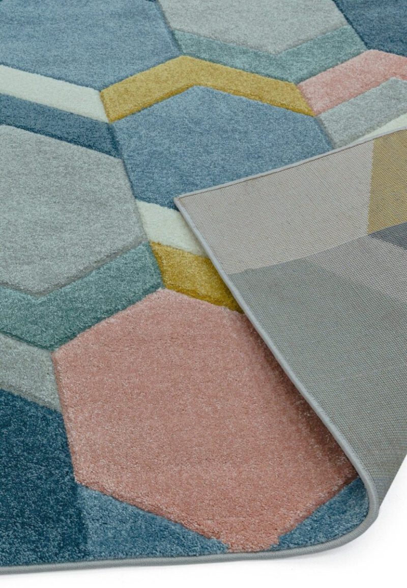 Covor pufos multicolor modern model geometric Sketch Hexagon Multi 13 mm 80x150 cm SKET0801500010 - imagine 5