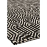 Covor negru din bumbac lână lucrat manual modern outdoor model geometric Sloan Black 4 mm 100x150 cm SLOA100150BLAC