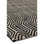 Covor negru din bumbac lână lucrat manual modern outdoor model geometric Sloan Black 4 mm 200x300 cm SLOA200300BLAC
