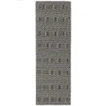 Covor negru din bumbac lână lucrat manual modern outdoor model geometric Sloan Black 4 mm 100x150 cm SLOA100150BLAC