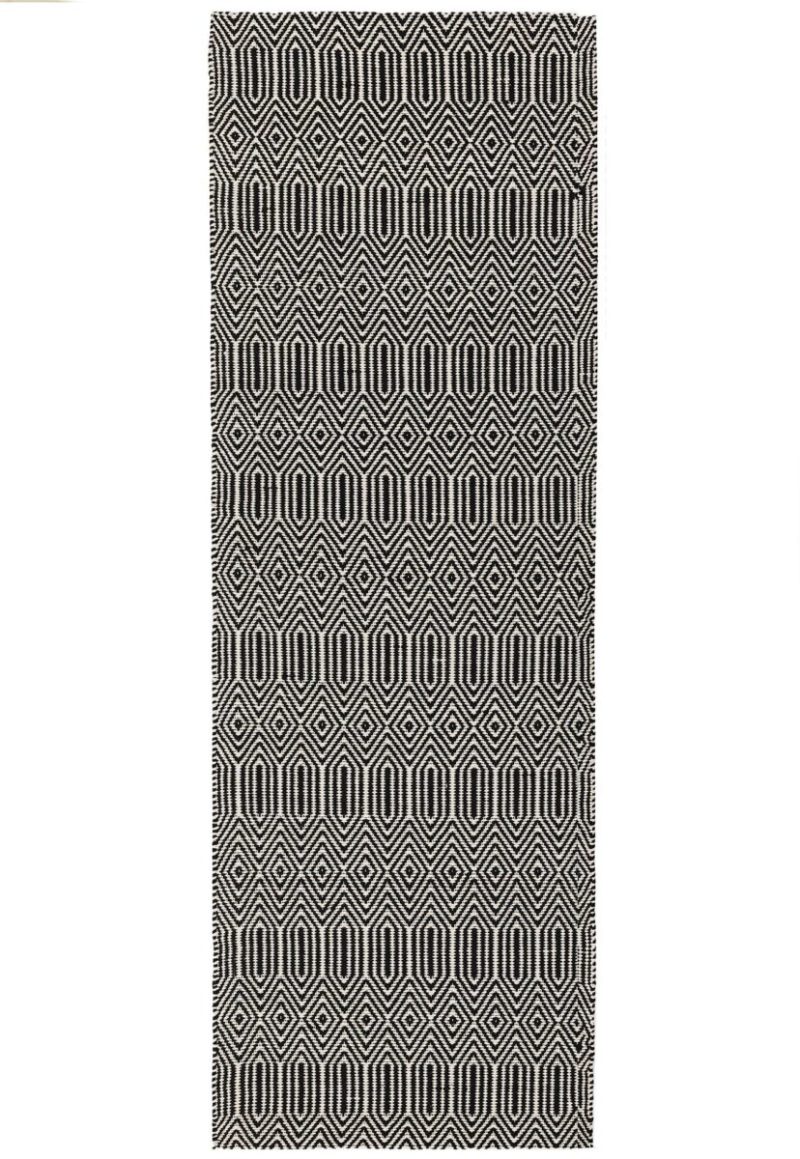 Covor negru din bumbac lână lucrat manual modern outdoor model geometric Sloan Black 4 mm 160x230 cm SLOA160230BLAC - imagine 6