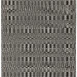 Covor negru din bumbac lână lucrat manual modern outdoor model geometric Sloan Black 4 mm 100×150 cm SLOA100150BLAC