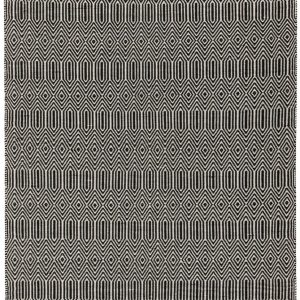 Covor negru din bumbac lână lucrat manual modern outdoor model geometric Sloan Black 4 mm 160x230 cm SLOA160230BLAC