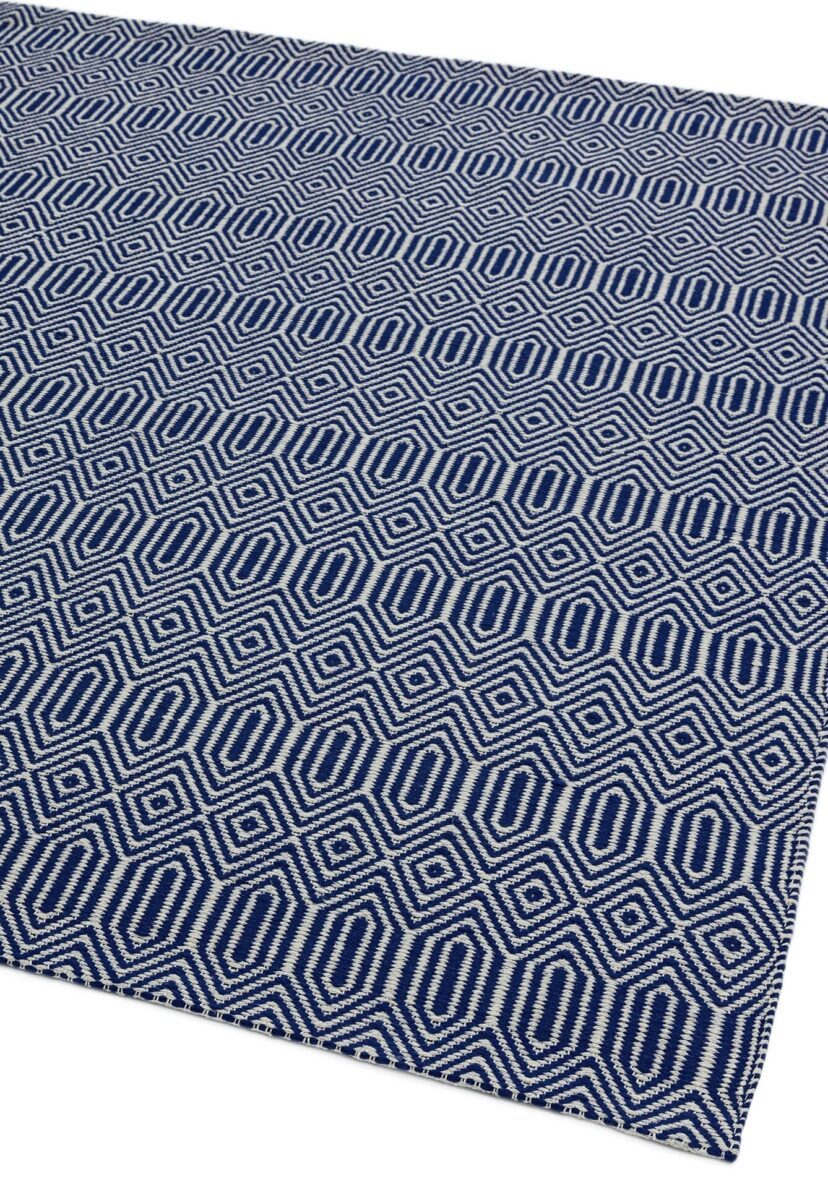 Covor albastru bombac, geometric modern Sloan Blue, 100x150 cm