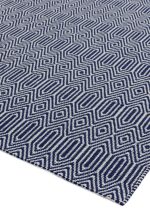 Covor manual Sloan Blue, bumbac lână, geometric, Asiatic, 120x170