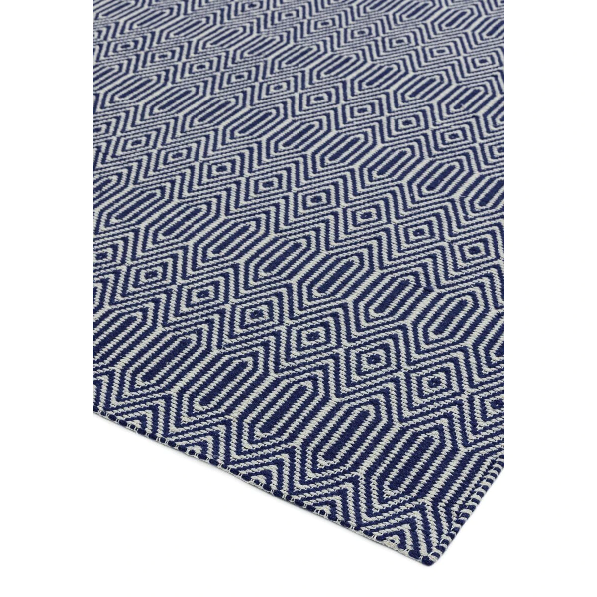 Covor manual Sloan Blue, bumbac lână, geometric, Asiatic, 120x170