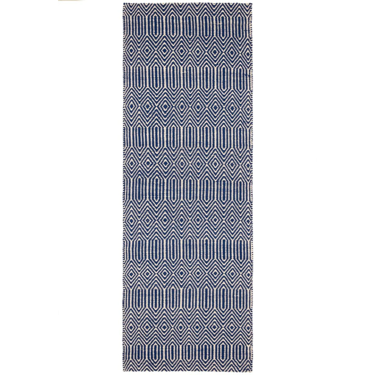 Covor manual Sloan Blue, bumbac lână, geometric, Asiatic, 120x170