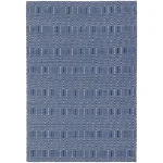 Covor manual Sloan Blue, bumbac lână, geometric, Asiatic, 120x170