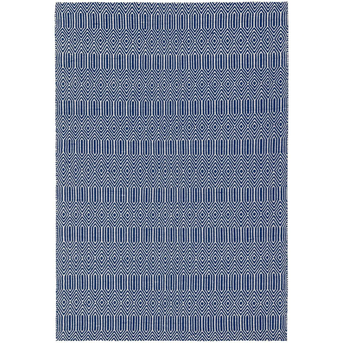 Covor manual Sloan Blue, bumbac lână, geometric, Asiatic, 120x170